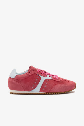 Tênis Stella Camurça Rosa e Couro Azul Sneaker Larroudé