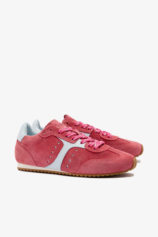 Tênis Stella Camurça Rosa e Couro Azul Sneaker Larroudé