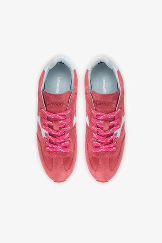 Tênis Stella Camurça Rosa e Couro Azul Sneaker Larroudé