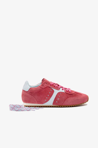 Tênis Stella Camurça Rosa e Couro Azul Sneaker Larroudé