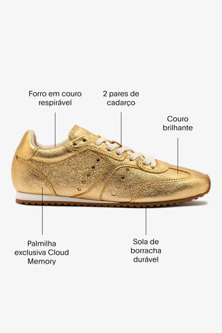 Tênis Stella Couro Dourado Sneaker Larroudé