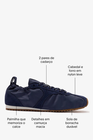 Tênis Stella Lite Nylon e Camurça Azul Sneaker Larroudé