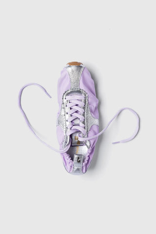 Tênis Stella Lite Nylon Lilás e Couro Prateado Sneaker Larroudé