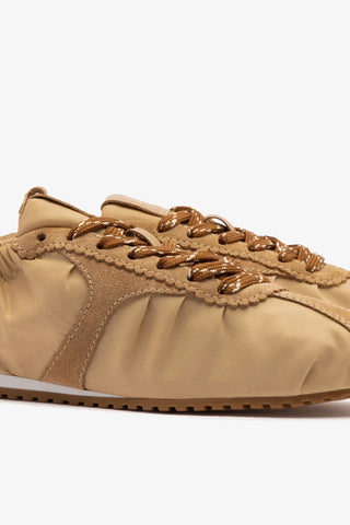 Tênis Stella Lite Nylon e Camurça Caramelo Sneaker Larroudé