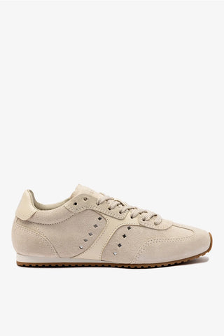 Tênis Stella Camurça Cinza e Couro Off White Sneaker Larroudé