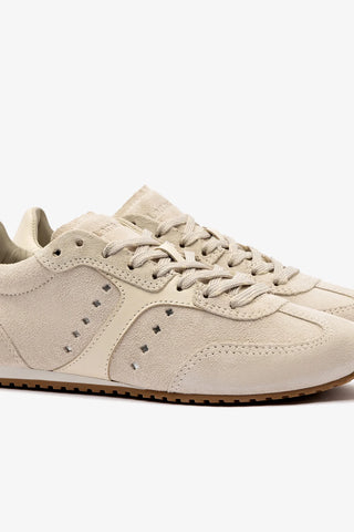 Tênis Stella Camurça Cinza e Couro Off White Sneaker Larroudé