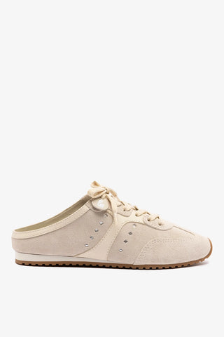 Mule Stella Camurça Cinza e Couro Off White Sneaker Larroudé