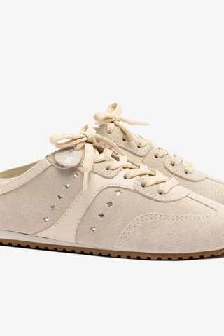 Mule Stella Camurça Cinza e Couro Off White Sneaker Larroudé