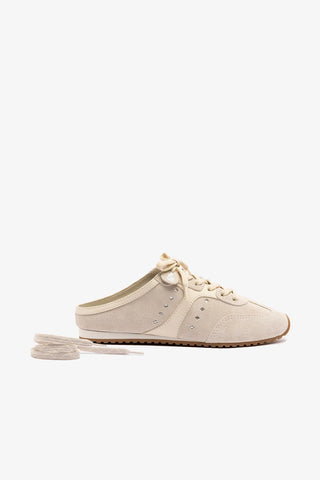 Mule Stella Camurça Cinza e Couro Off White Sneaker Larroudé