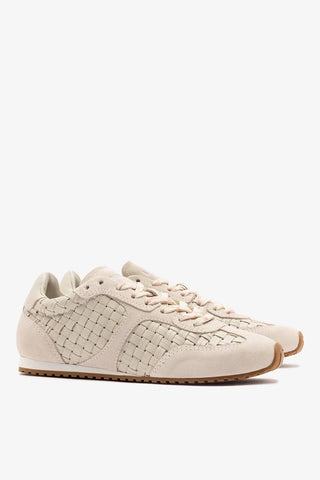 Tênis Stella Macramê Couro e Camurça Cinza Sneaker Larroudé