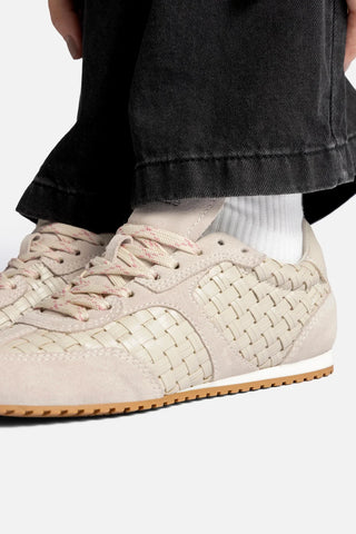 Tênis Stella Macramê Couro e Camurça Cinza Sneaker Larroudé