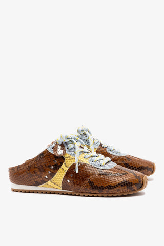 Mule Stella Couro Cobra Marrom, Couro Cobra Azul e Couro Cobra Amarelo Sneaker Larroudé