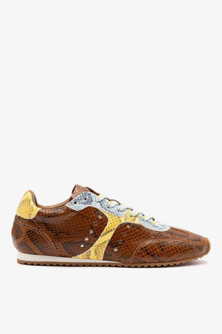 Tênis Stella Couro Cobra Marrom Sneaker Larroudé