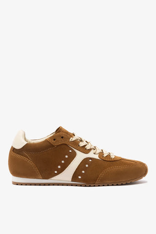 Tênis Stella Camurça Marrom e Couro Off White Sneaker Larroudé