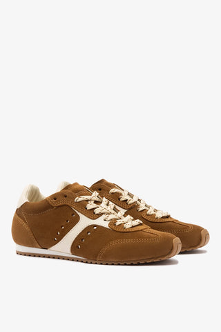 Tênis Stella Camurça Marrom e Couro Off White Sneaker Larroudé