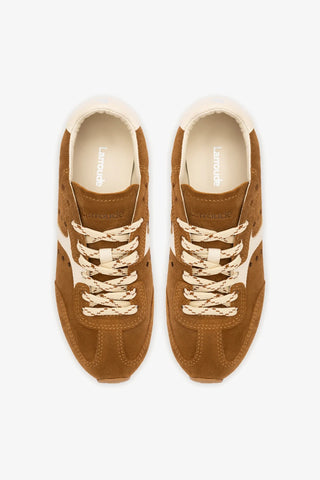 Tênis Stella Camurça Marrom e Couro Off White Sneaker Larroudé