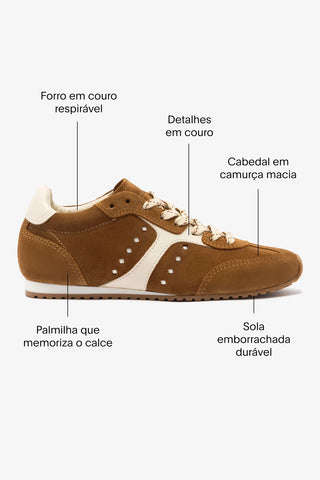 Tênis Stella Camurça Marrom e Couro Off White Sneaker Larroudé