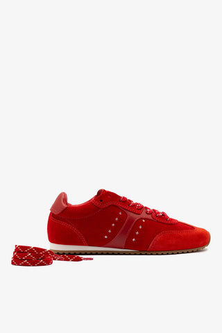 Tênis Stella Camurça Vermelho e Couro Vermelho Sneaker Larroudé