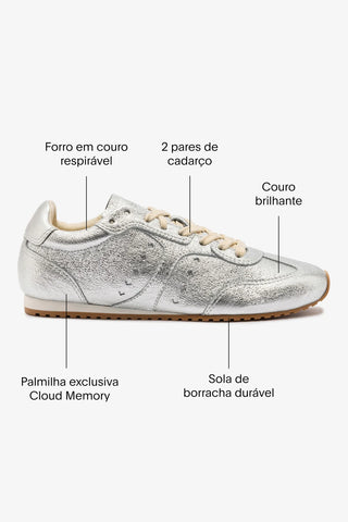 Tênis Stella Couro Prateado Sneaker Larroudé