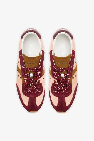 Tênis Stella Camurça Rosa e Vinho e Couro Prateado Sneaker Larroudé