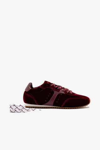Tênis Stella Veludo e Couro Vinho Sneaker Larroudé