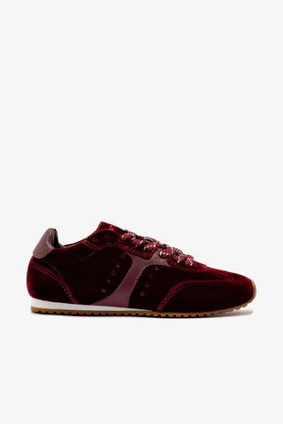 Tênis Stella Veludo e Couro Vinho Sneaker Larroudé