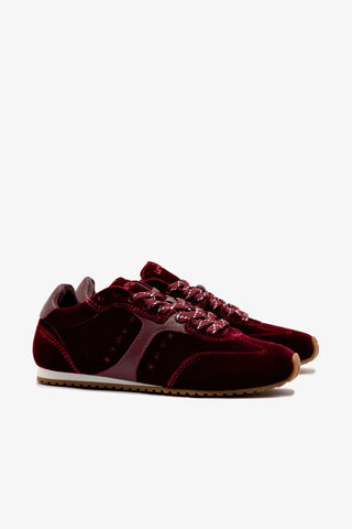 Tênis Stella Veludo e Couro Vinho Sneaker Larroudé
