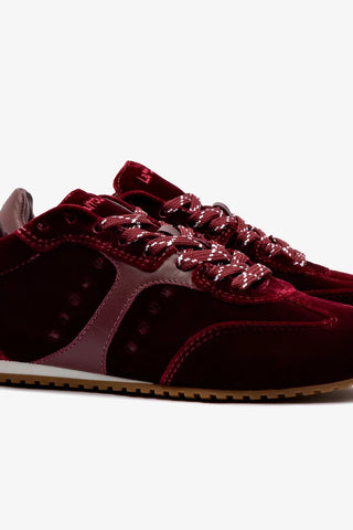 Tênis Stella Veludo e Couro Vinho Sneaker Larroudé