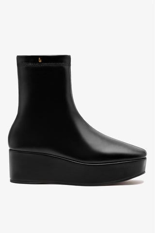 Bota Flatform Dani Couro Preto Boot Larroudé