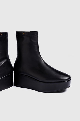 Bota Flatform Dani Couro Preto Boot Larroudé
