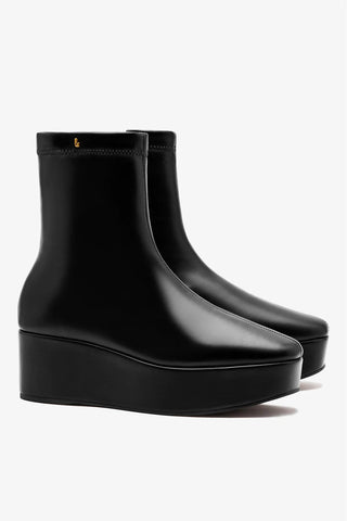 Bota Flatform Dani Couro Preto Boot Larroudé