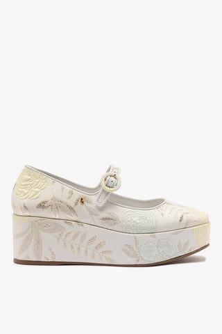Larroudé x Markarian: Flatform Blair Brocado Off White Pump Larroudé x Markarian