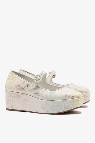 Larroudé x Markarian: Flatform Blair Brocado Off White Pump Larroudé x Markarian