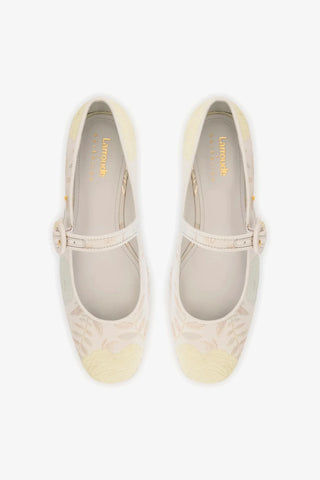 Larroudé x Markarian: Flatform Blair Brocado Off White Pump Larroudé x Markarian