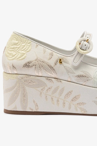Larroudé x Markarian: Flatform Blair Brocado Off White Pump Larroudé x Markarian