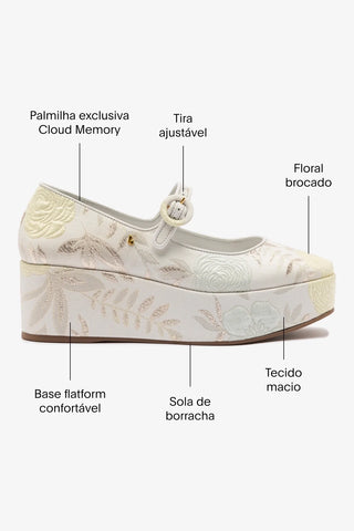 Larroudé x Markarian: Flatform Blair Brocado Off White Pump Larroudé x Markarian