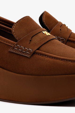 Flatform Suki Camurça Marrom Loafer Larroudé