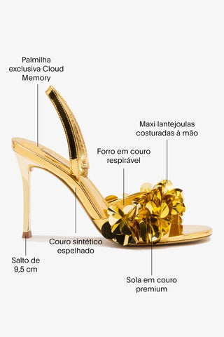 Sandália Morgan Espelhado Dourado Sandal Larroudé