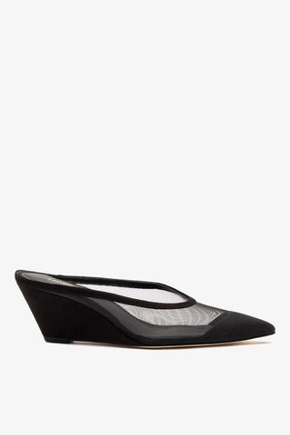 Mule Loulou Mesh Camurça Preto Mule Larroudé