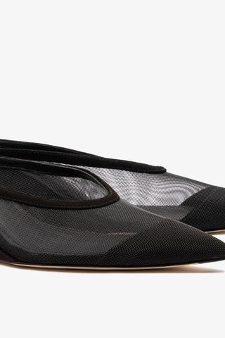 Mule Loulou Mesh Camurça Preto Mule Larroudé