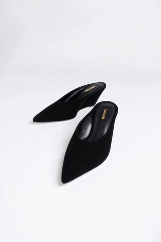 Mule Loulou Camurça Preto Mule Larroudé