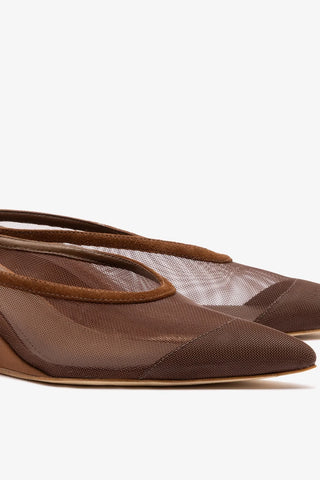 Mule Loulou Mesh Camurça Marrom Mule Larroudé