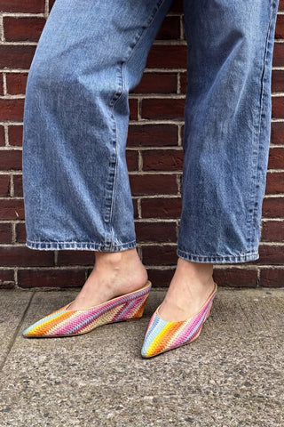 Mule Loulou Rafia Multicor Mule Larroudé