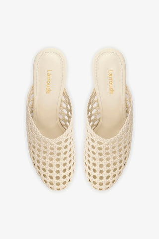 Mule Dew Drop Macramê Couro Off White Mule Larroudé
