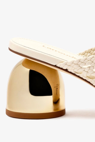 Mule Dew Drop Macramê Couro Off White Mule Larroudé