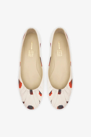 Jonathan Cohen by L.: Sapatilha Cetim Estampado Off White Ballet Larroudé x Jonathan Cohen