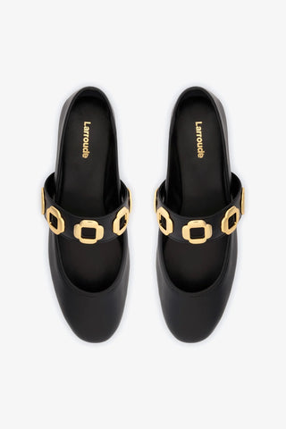 Sapatilha Milan Couro Preto Ballerina Larroudé