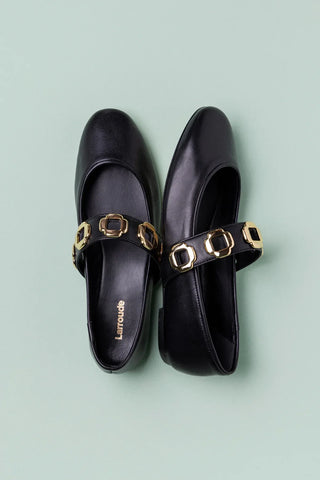 Sapatilha Milan Couro Preto Ballerina Larroudé