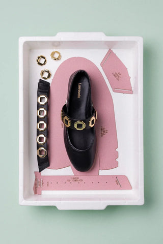 Sapatilha Milan Couro Preto Ballerina Larroudé