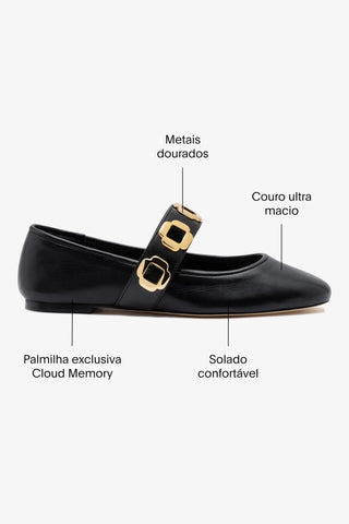 Sapatilha Milan Couro Preto Ballerina Larroudé